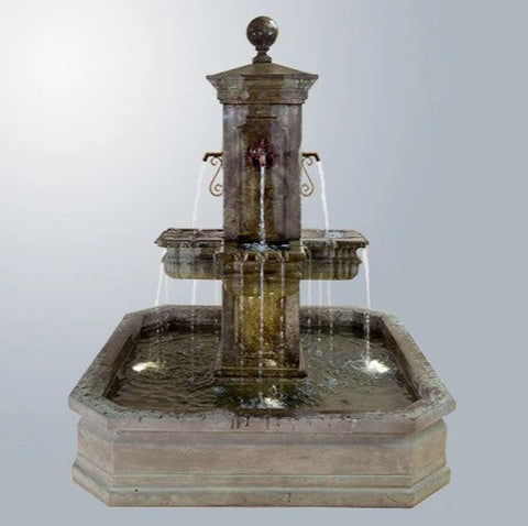 Giannini Garden Anduze Carre Fountain with Square Pond For Spouts