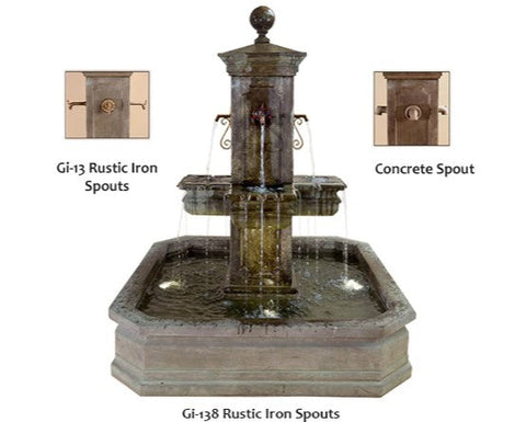 Giannini Garden Anduze Carre Fountain with Square Pond For Spouts
