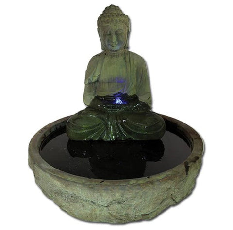 Giannini Garden Serene Basalt Buddha Fountain