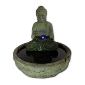 Serene Basalt Buddha Fountain With Plain White Background