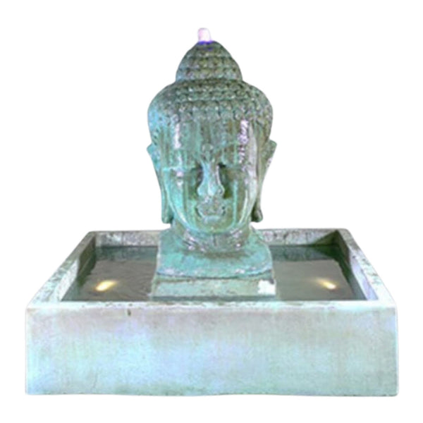 Serene Buddha Courtyard Fountain With Plain White Background
