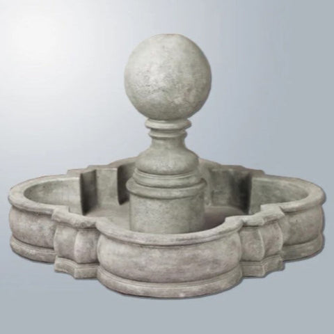 Sfera Sphere Stone Outdoor Water Fountain With Gray Gradient Background