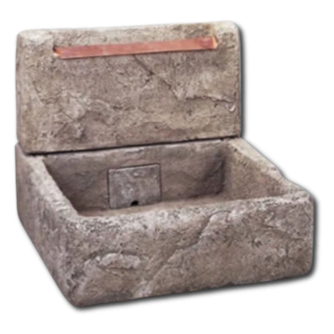 Shallow Cistern Fountain with Copper Overflow With Plain White Background