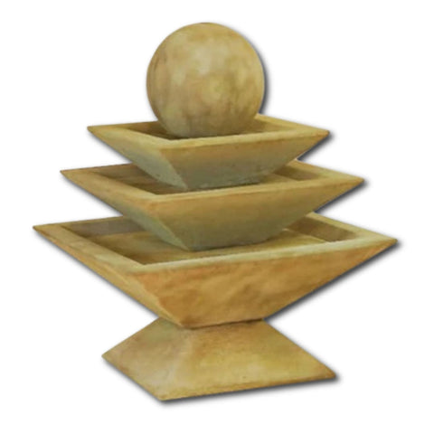 Shallow Three Tier Tapered Square Fountain With Plain White Background