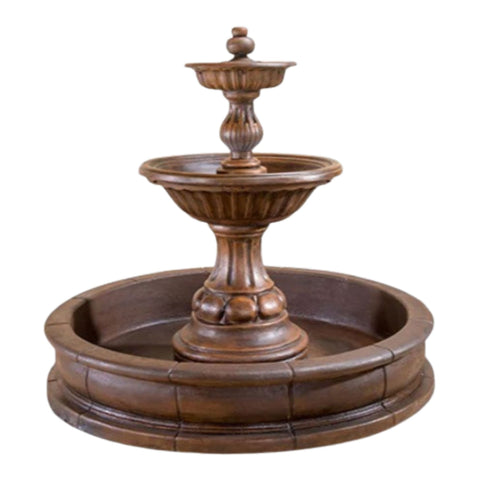 Sienna Pond Fountain With Plain White Background