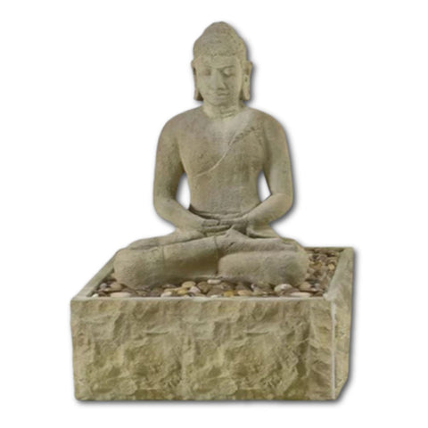 Sitting Buddha Fountain With Plain White Background
