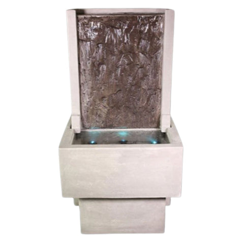 Slate Fountain with Tall Base With Gray Gradient Background