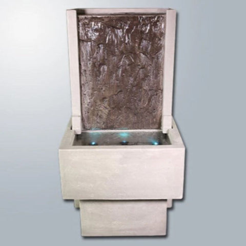 Slate Fountain with Tall Base With Gray Gradient Background