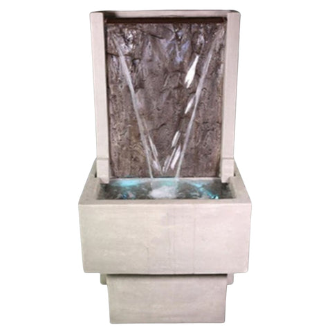 Slate Fountain with Tall Base With Plain Background