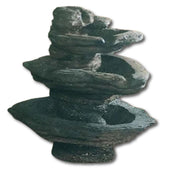 Slate Three Tier Outdoor Water Fountain With Plain White Background