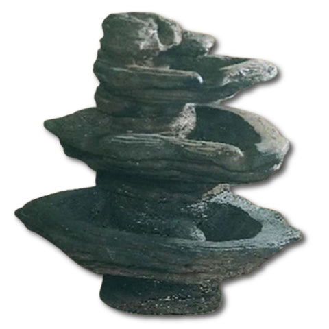 Slate Three Tier Outdoor Water Fountain With Plain White Background