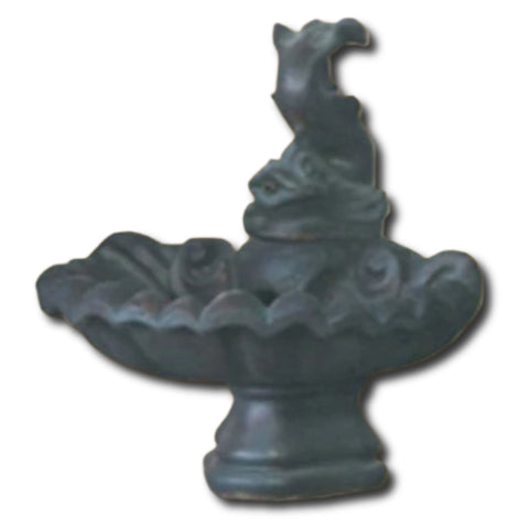 Small One Tier Fountain With Fish With Plain White Background
