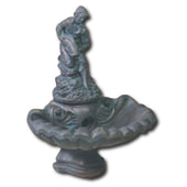 Small One Tier Fountain With Fisher Boy With Plain White Background