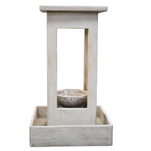 Smooth Center Rain Bowl and Square Patio Fountain With Plain White Background