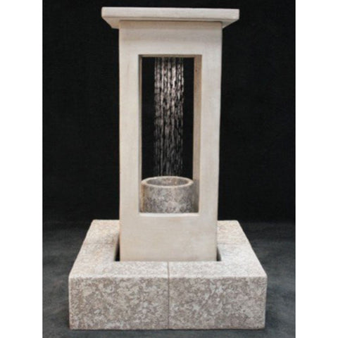 Smooth Center Rain Outdoor Fountain - Tall with Column With Dark Background