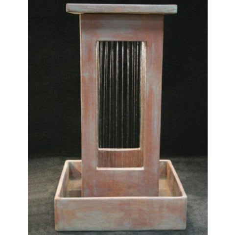 Smooth Curtain Rain Outdoor Fountain With Square Basin With Dark Background