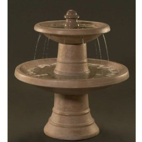 Spanish Double Pedestal Tiered Water Fountain With Dark Background