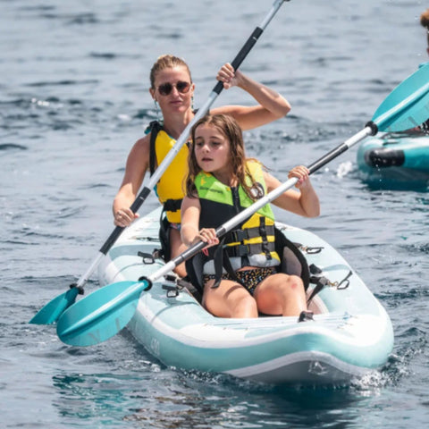 Spinera Adriatic 430 Light Inflatable Kayak With Mother And Daughter Kayaking In Clear Water