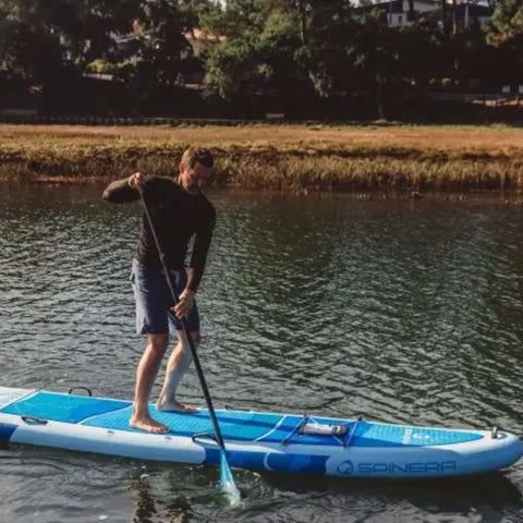 Spinera Family 13.0 Paddle Board Man Paddling On Calm Lake Water