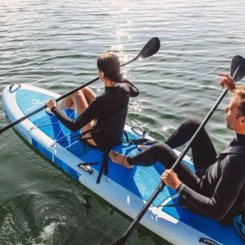 Spinera Family 13.0 Paddle Board With Two People Paddling Together On Calm Water