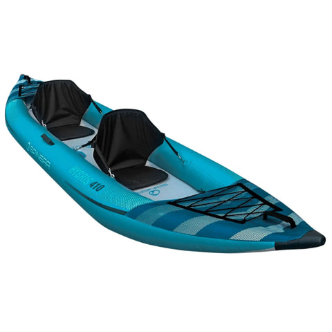 Spinera Hybris 410 Inflatable Kayak Slightly Facing To The Right With Two Seats Facing Front