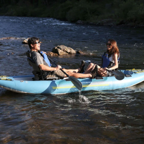 Spinera Kenai 130 With Couple Relaxing and Kayaking On River