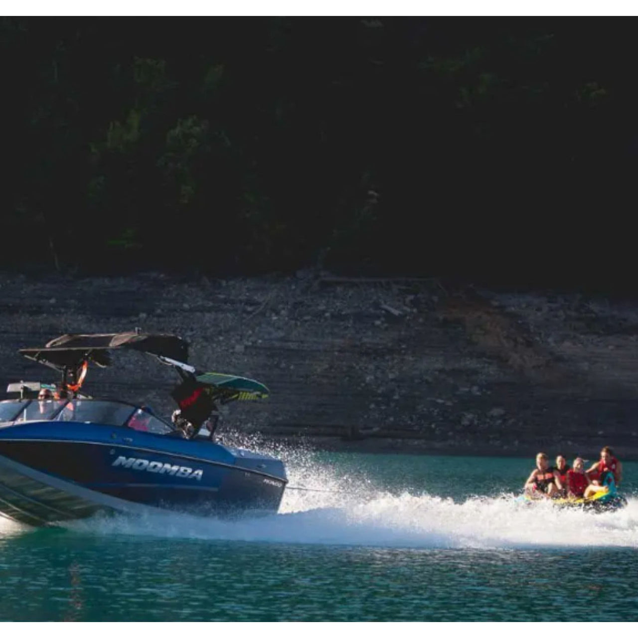 Spinera Lets Go Family 4 Towable With Four Riders Pulled By Speedboat