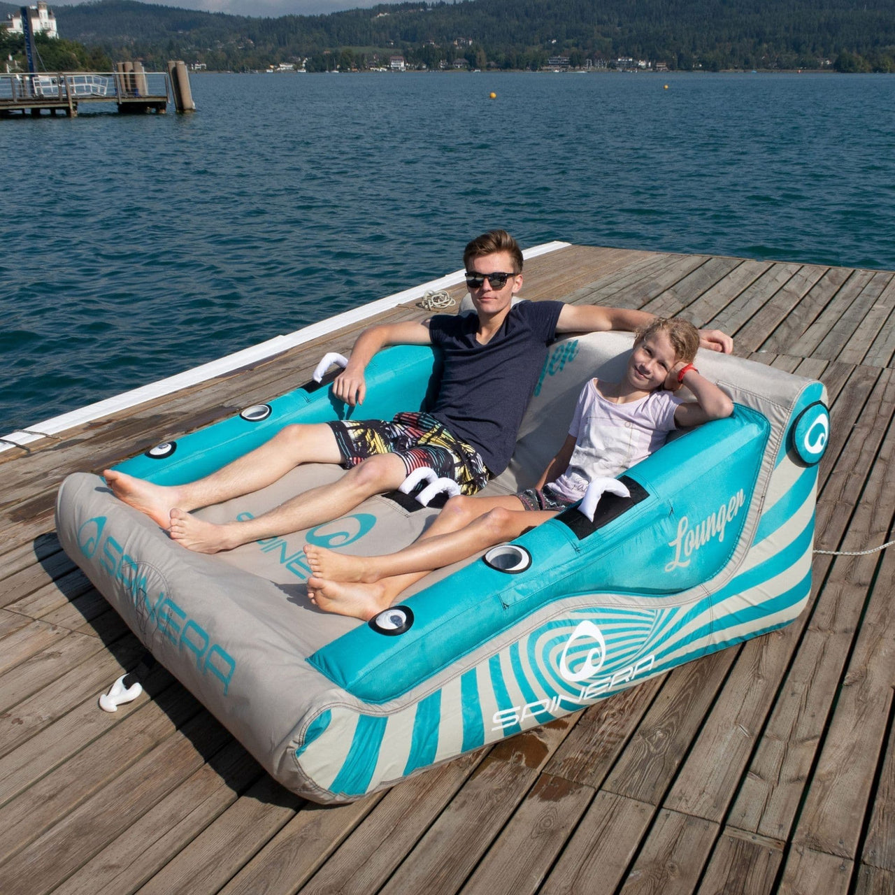 Spinera Lounger 2 With Two Boys Relaxing Ready for Water Tubing