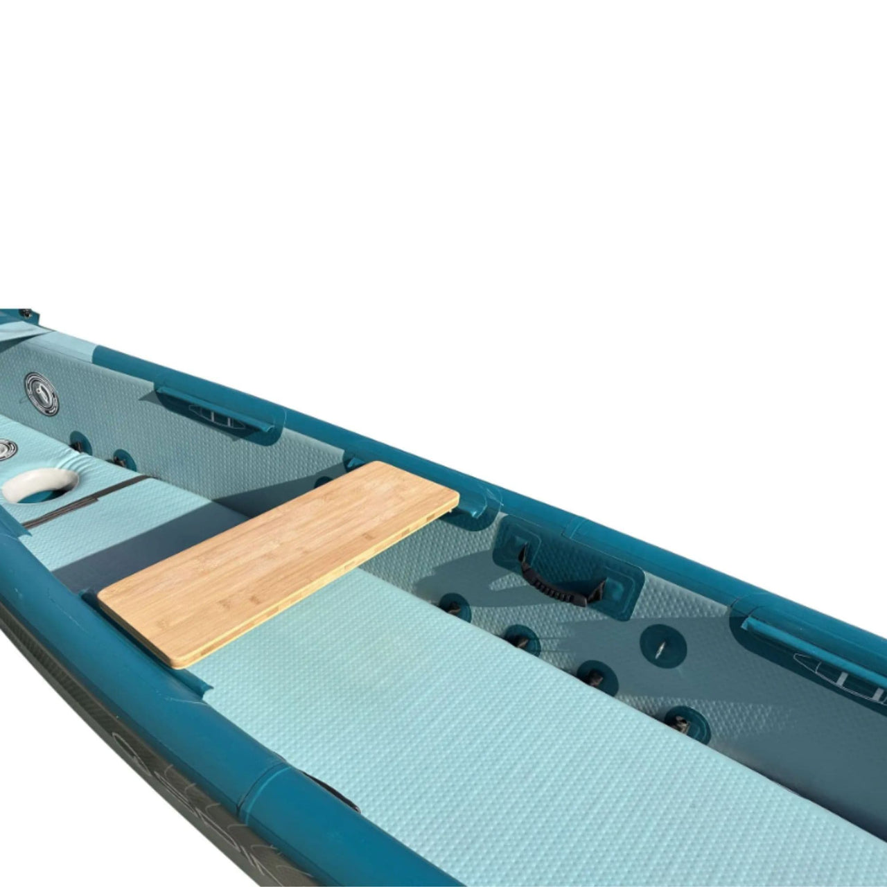 Spinera Molveno 410 Kayak Close-up Of Wooden Seat, Floor And Drain Plug