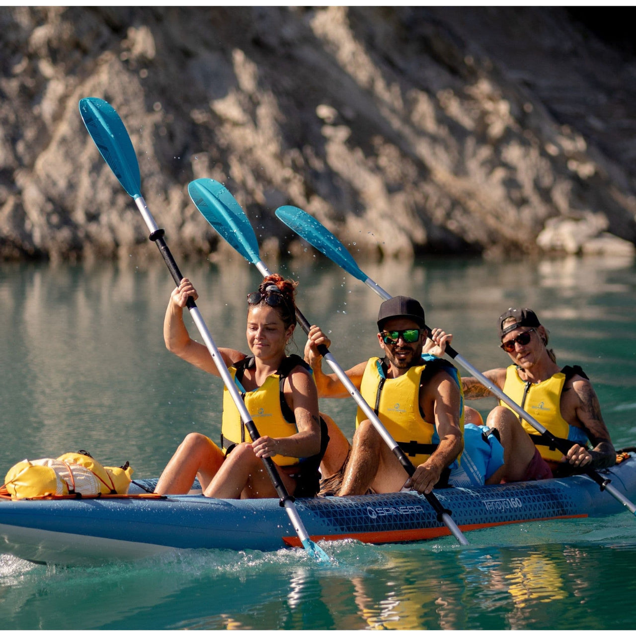 Spinera Tenaya 160 With Three People Kayaking And Paddling Together