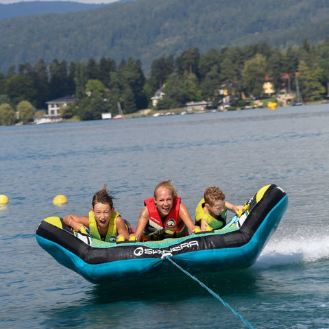 Spinera Wing 3 With Three People Tubing Laughing and Splashing