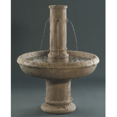St. Michael Cast Stone Outdoor Fountain With Colored Background