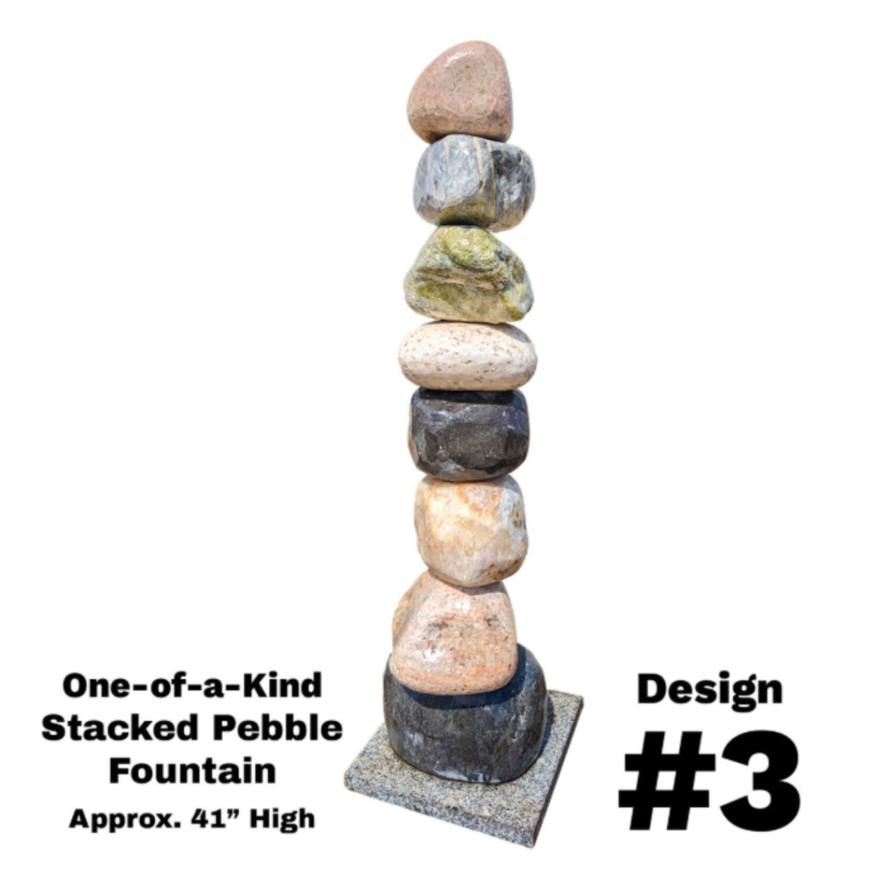 Stacked Pebble Garden Fountain Design Number 3
