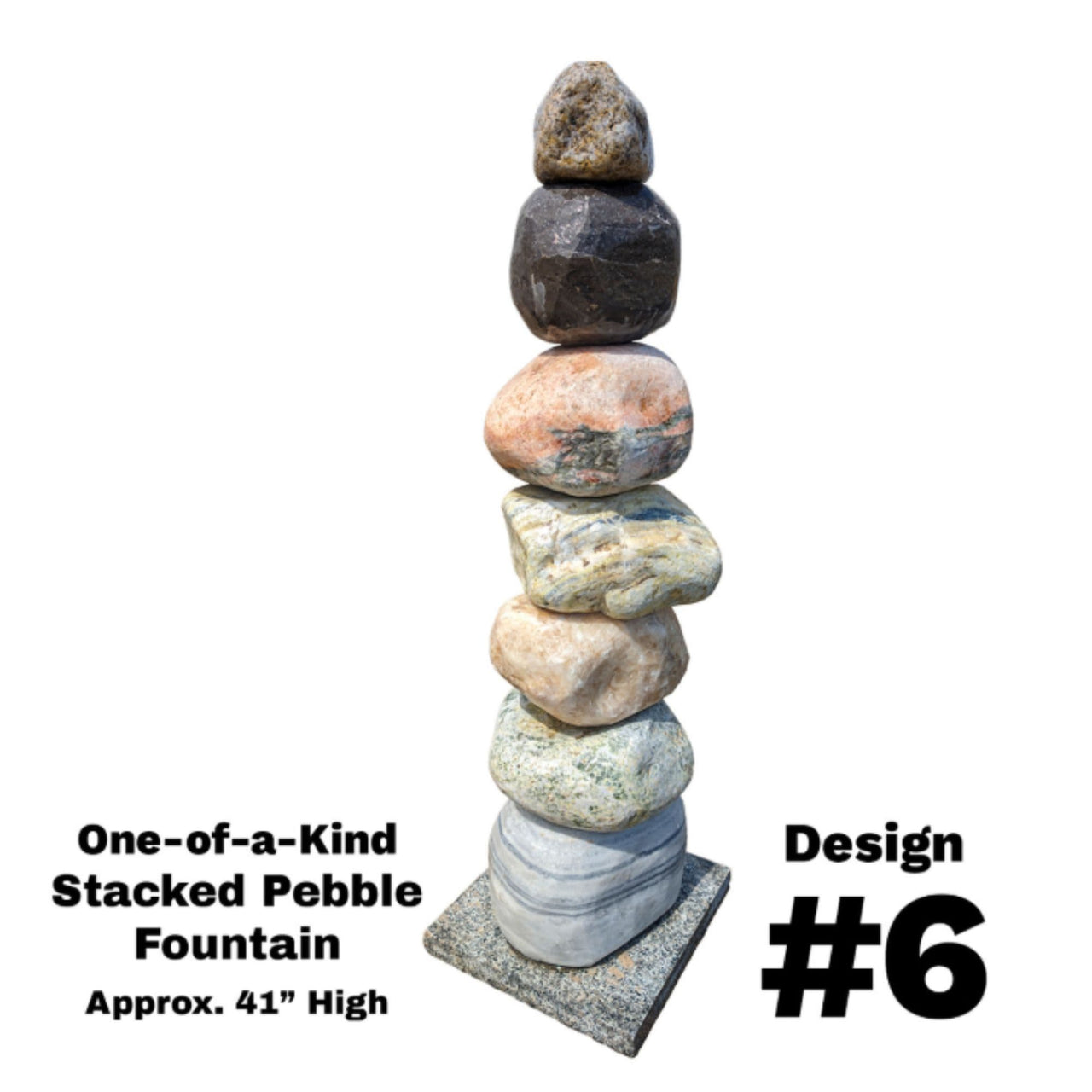 Stacked Pebble Garden Fountain Design Number 6