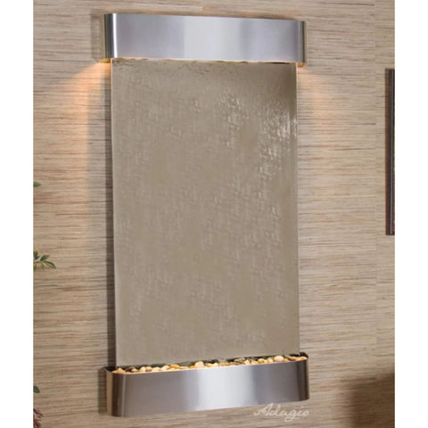 Summit Falls Indoor Wall Fountain With Textured Walls And Warm Lighting