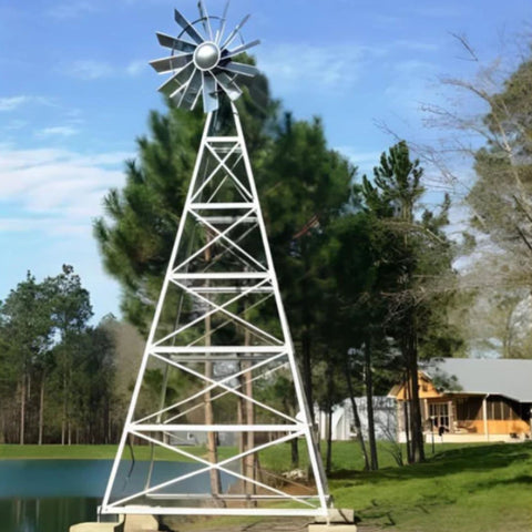 Super Premier Wind Powered Pond Aerator Beside Pond With Trees And House Background
