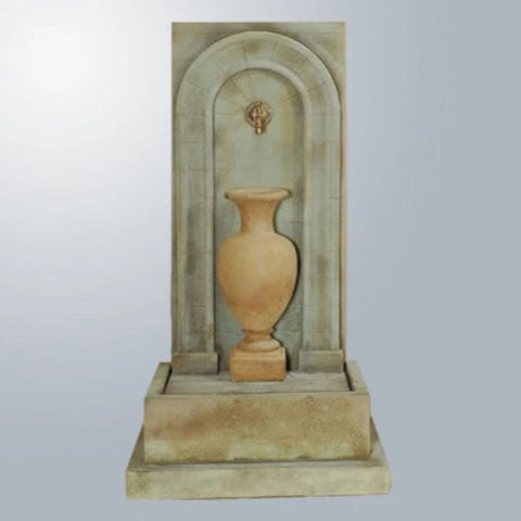 Tall Etruria Urn Wall Fountain For Spout With Gray Gradient Background