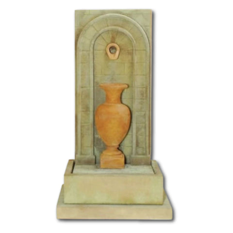 Tall Etruria Urn Wall Fountain With Plain White Background
