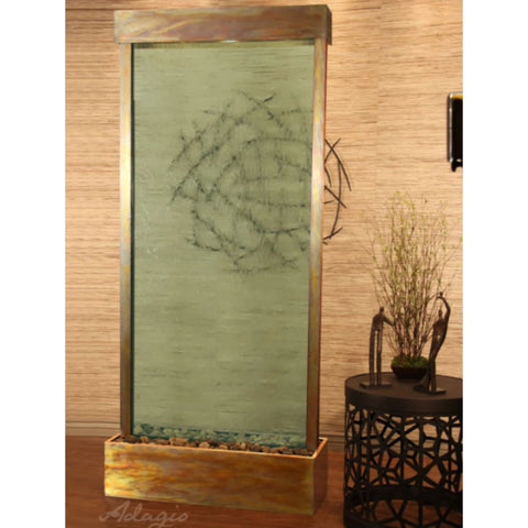 Tranquil River Center Mount Floor Fountain With Natural Tones And Decor