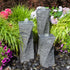 Thumbnail for Triple Chiseled Twist Granite Stone Fountain With Colorful Plants And Flowers Background