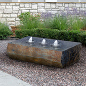 Triple Drilled Ichise Stone Fountain With Stonewy & Hedges BAckground