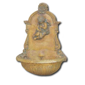 Trumpet Angel Wall Fountain With Plain White Background