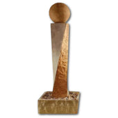 Twist Rock Fountain With Ball With Plain White Background