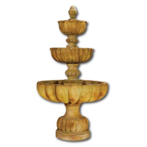 Urbino Grande Three Tier Fountain With Plain White Background