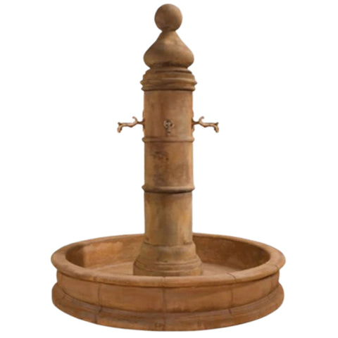 Ventoux Fountain with 66Inch Round Pond For Bronze Spouts With  Plain White Background
