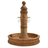 Ventoux Fountain with 66Inch Round Pond For Rustic Iron Spouts With  Plain White Background  