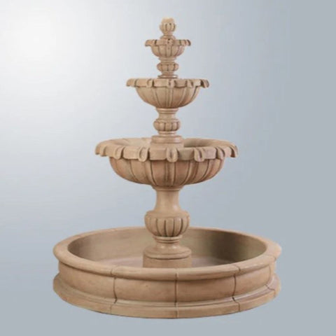 Versailles Garden Pond Fountain With Gray Gradient Background