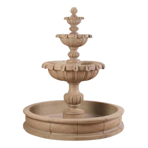 Versailles Garden Pond Fountain With Matching Basin With Plain White Background