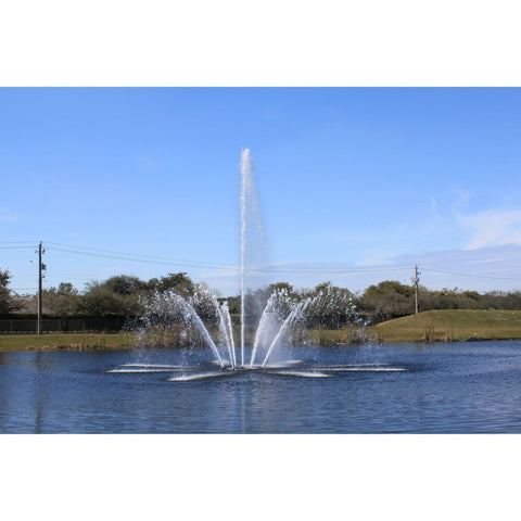Vertex AerationJet Floating Fountain Radiating Water With Two Posts Behind