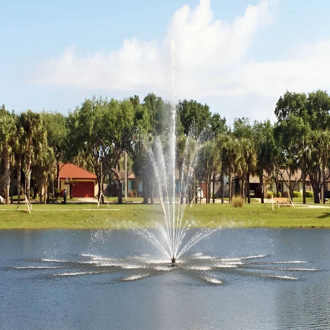 Vertex TriTier Fountain With Trees And Houses Behind